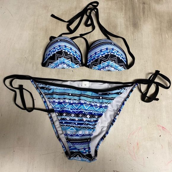 Charmleaks Tribal Print Padded Cups String Bikini Swimsuit Medium - Picture 4 of 8